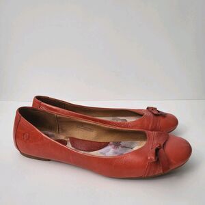 BORN Ballet Flats Shoes Womens 9.5 Orange Leather Slip On Comfort Casual Classic